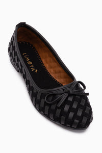 Amelia Black Suede Bow Women’s Ballet Flats