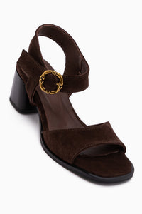 Carina Genuine Leather Brown Suede Heeled Women’s Sandal