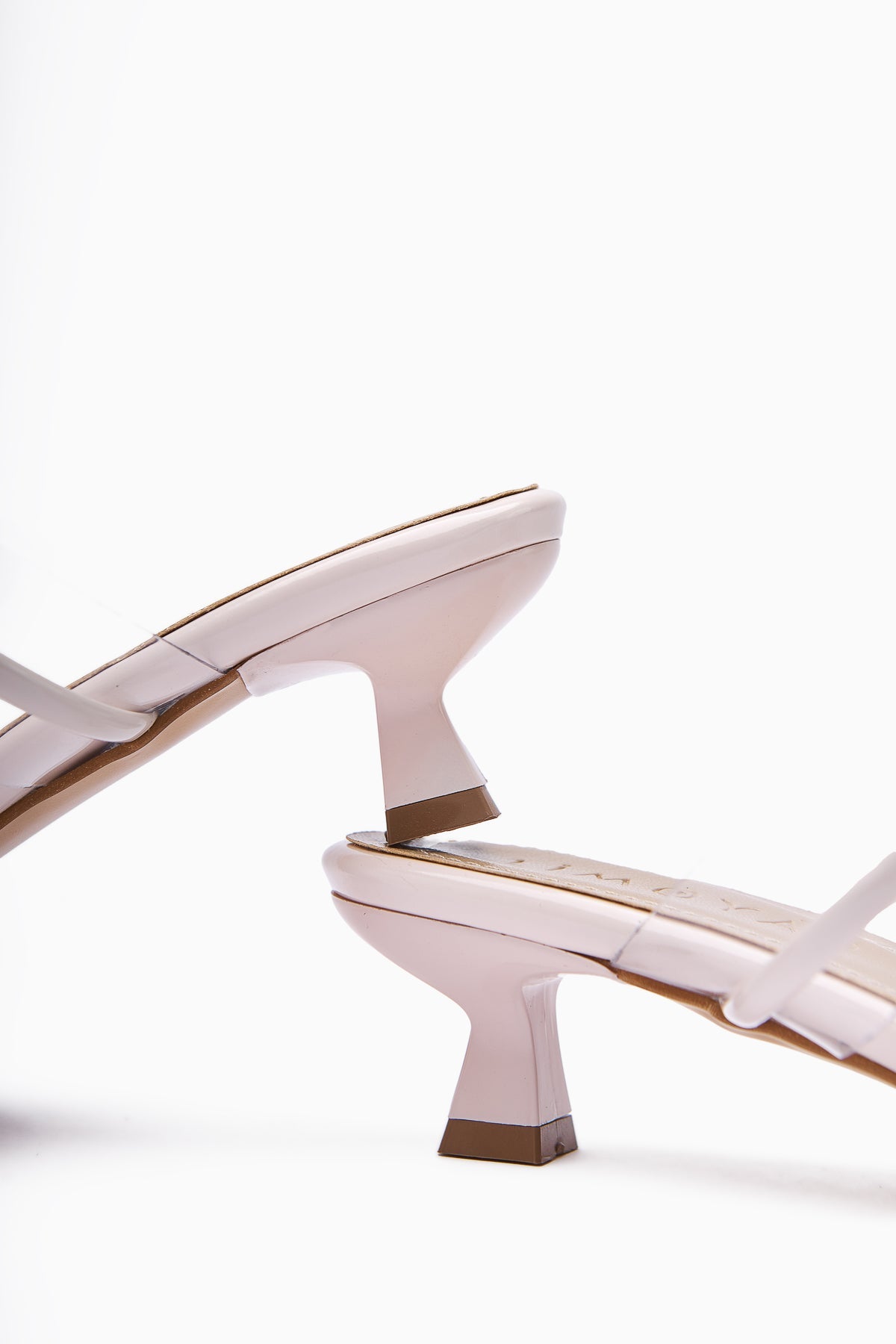 Silvi Beige Patent Buckled Low-Heeled Women's Slipper