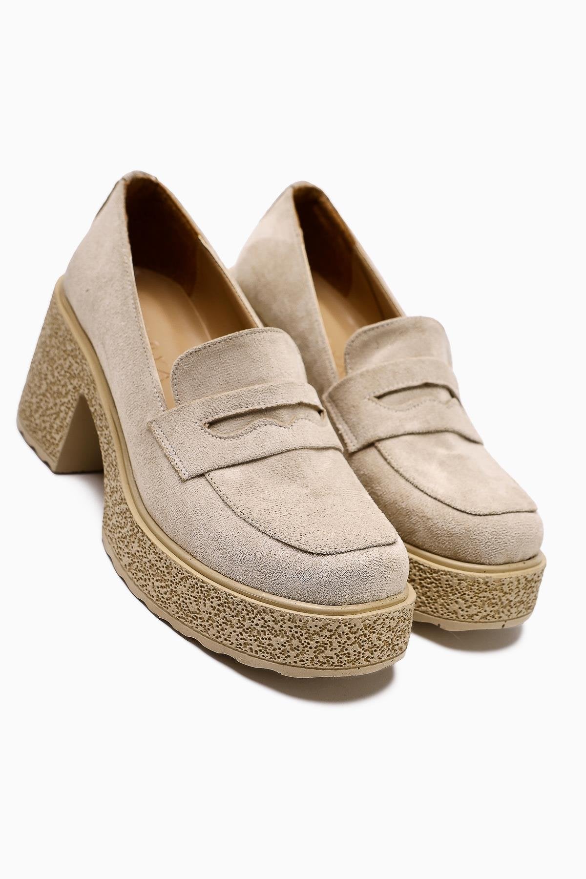 Boi Nude Suede Platform Casual Shoes