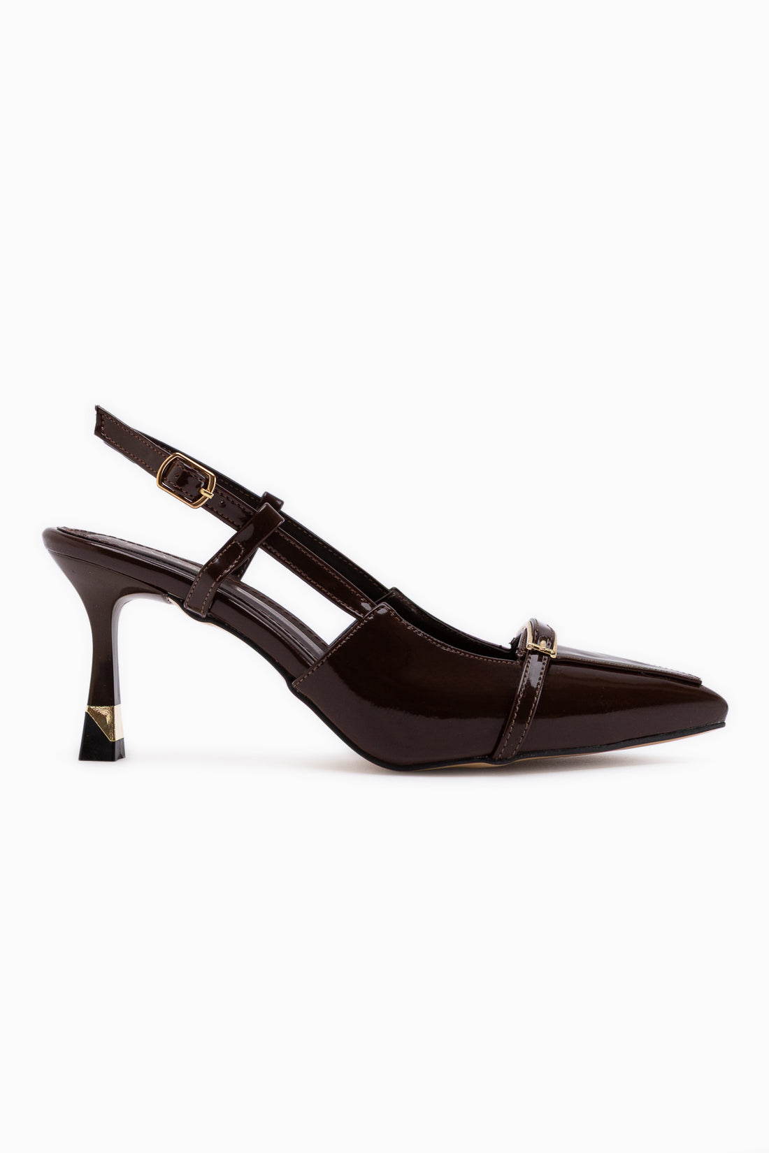 Renita Brown Buckled Women’s Heeled Shoes