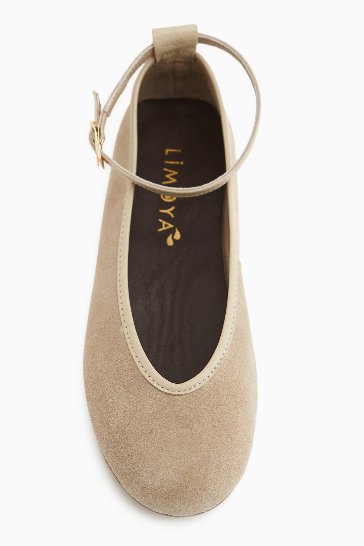 Jenin Genuine Leather Beige Suede Belted Women’s Ballet Flats