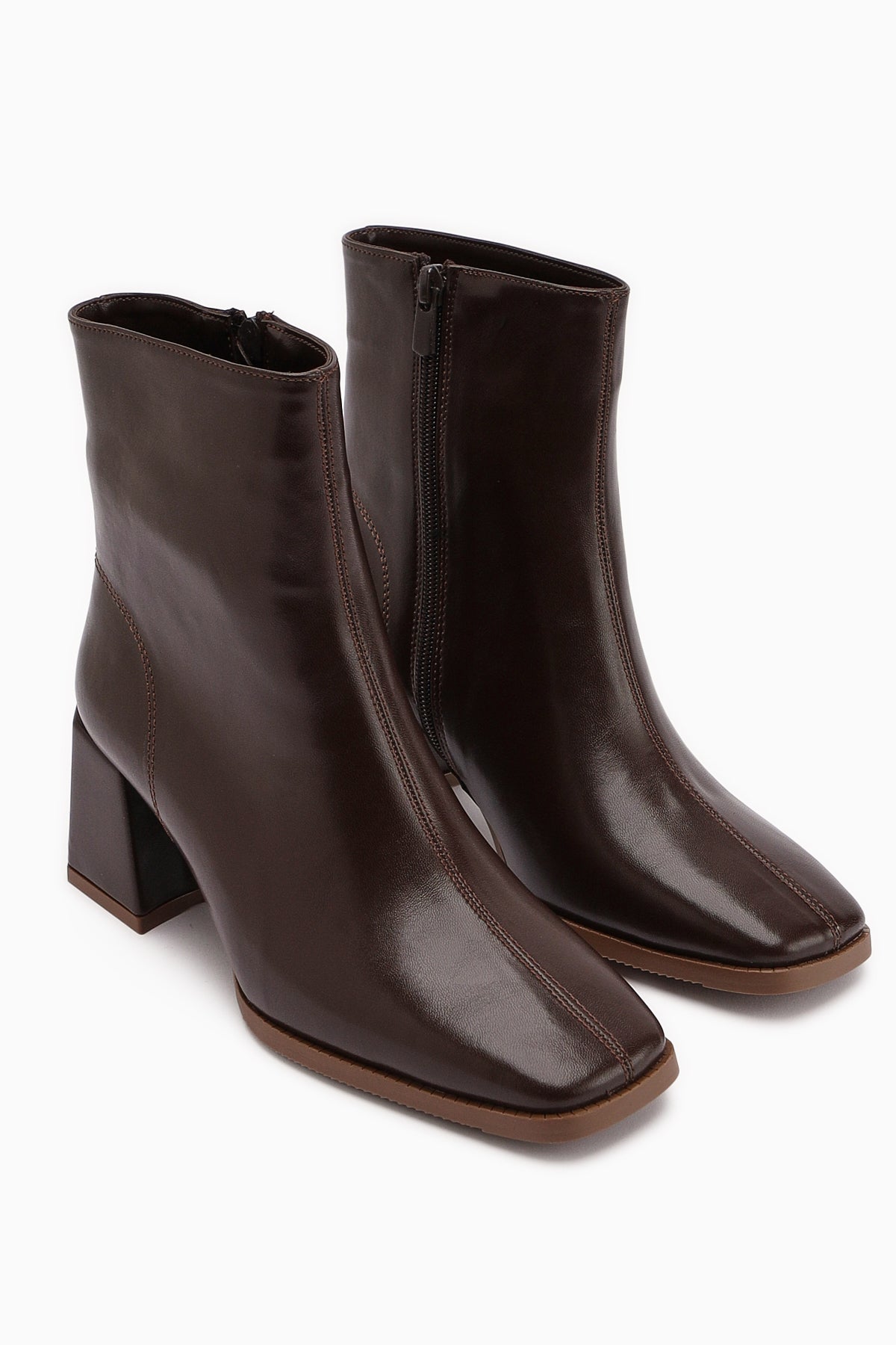 Margot Brown Square-Toe High-Heeled Women's Boot