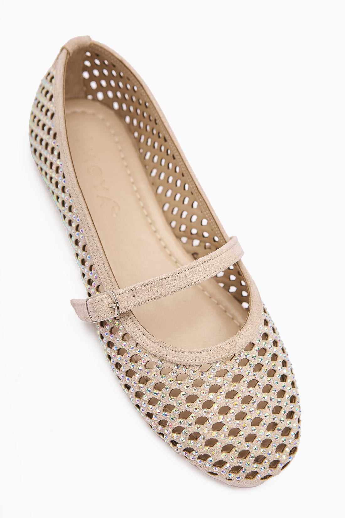 Nicole Suede Daily Women's Shoe with Oval Toe, Perforated Design, and Stone Detailing