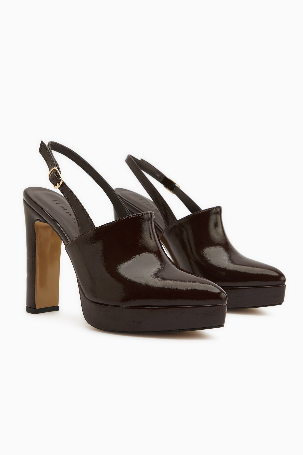 Marlen Brown Pointed Toe Slingback Platform Heeled Women’s Shoes