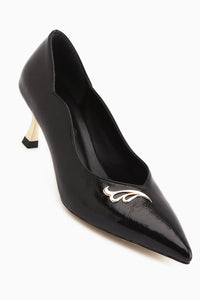 Liona Black Buckle Detailed Women’s Heeled Shoes Stiletto