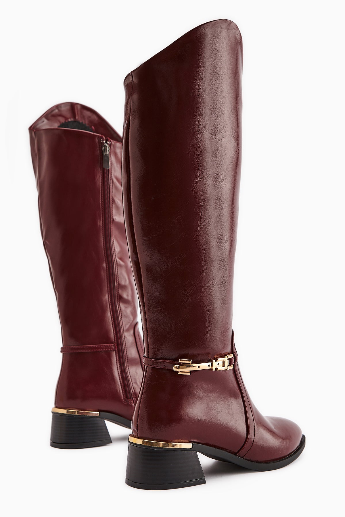 Kamilla – Burgundy Buckle Knee-High Boot (Women)