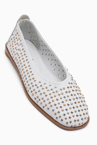 Genuine Leather Jesica White Women’s Ballet Flats