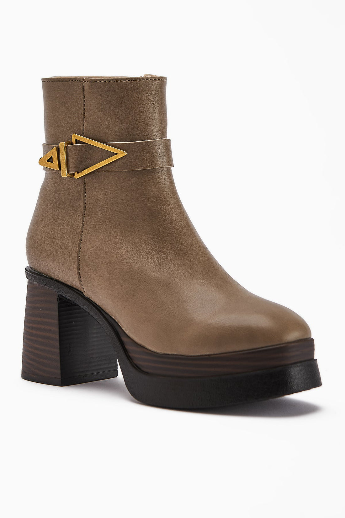 Hilda - Taupe Buckle-Detail Platform Boot (Women)