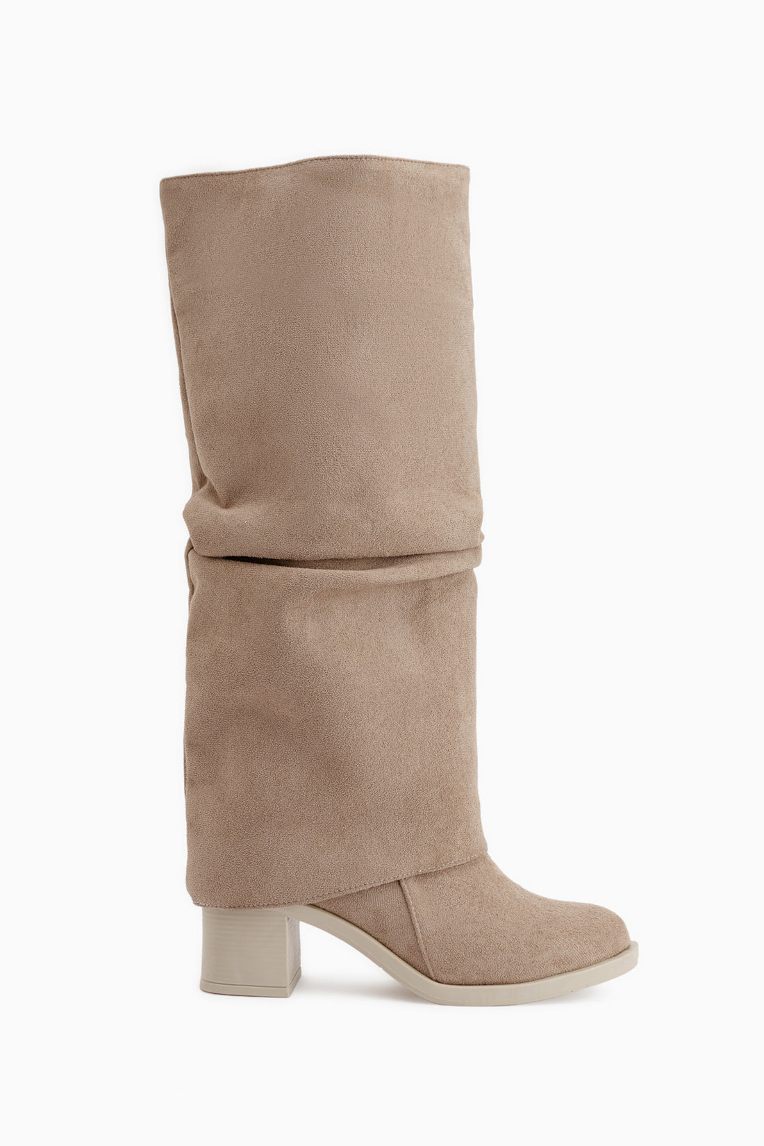 Natalia Beige Suede Pleated Women’s Boots