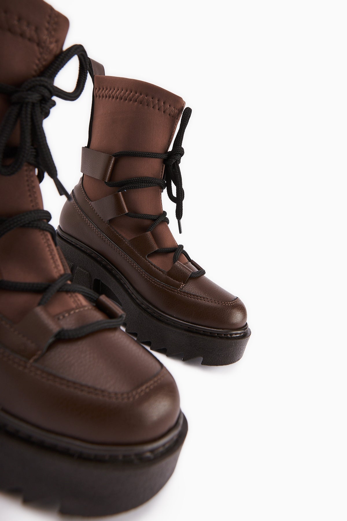 Casey Coffee Thick Soled Lace-up Women's Boot