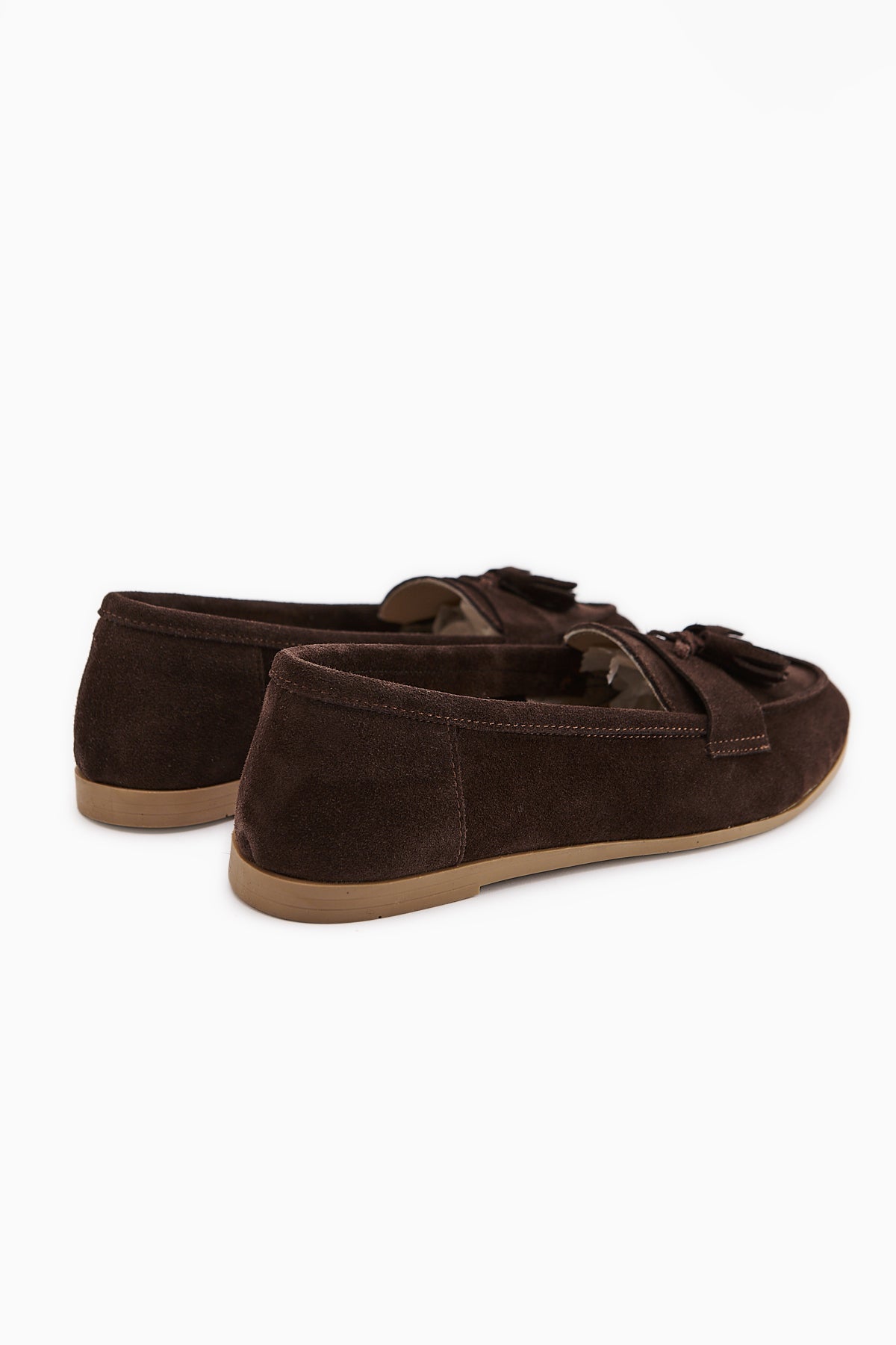 Doris Genuine Leather Coffee Suede Tasseled Women's Loafer