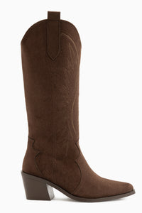 Hero Brown Suede Embroidered Cowboy Boots