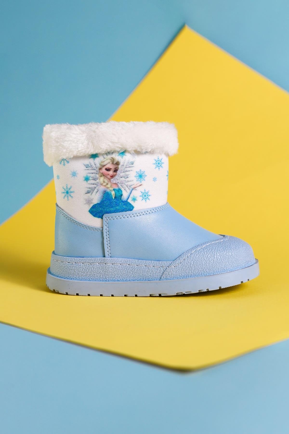 Hannah Blue Striped Character Print Fur-Lined Kids' Boots