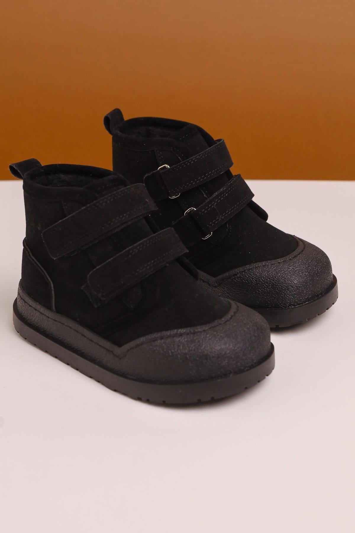 Jolan Black Suede Velcro Kids' Boots