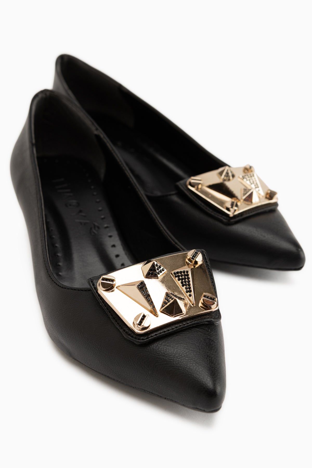 Juliet Black Buckled Short Heeled Women’s Shoes