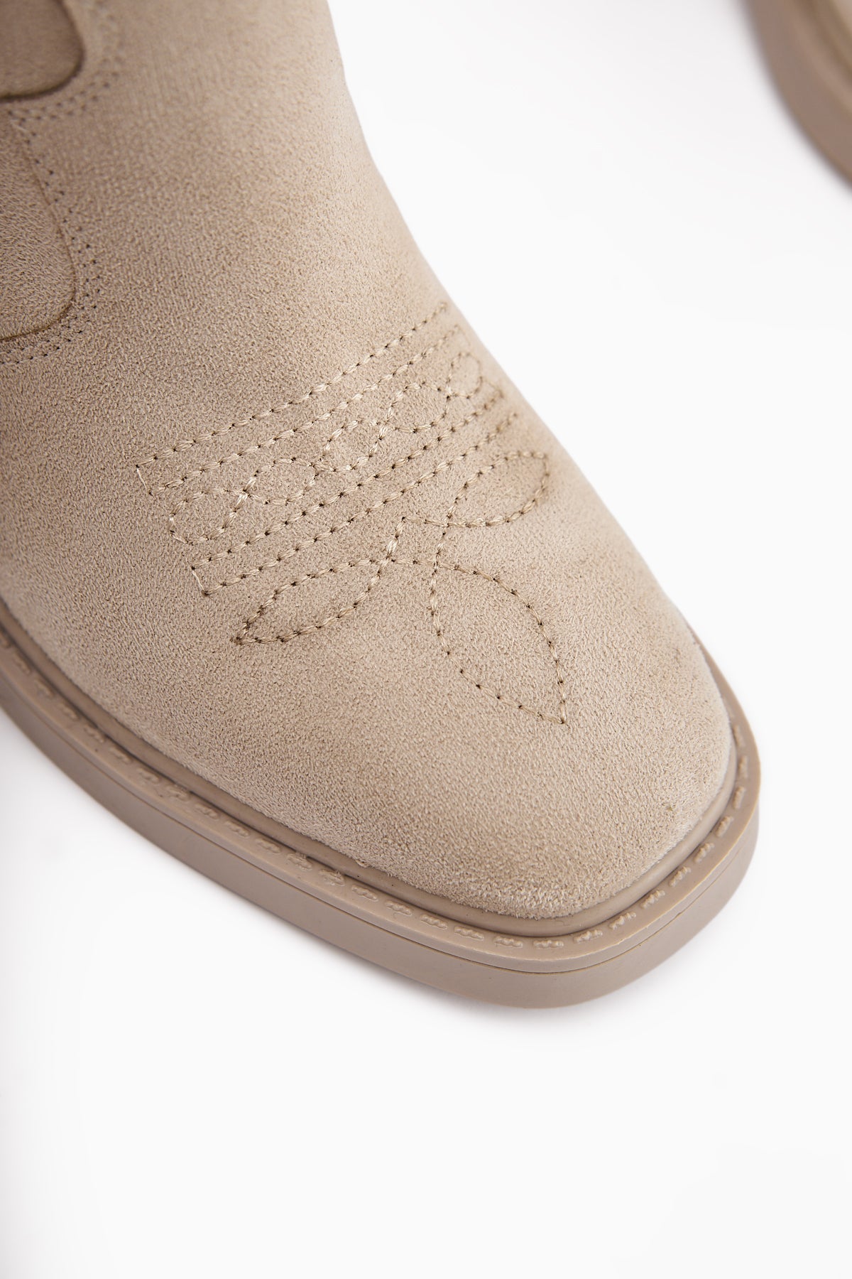 Mindra Beige Suede Embroidered Women's Boot