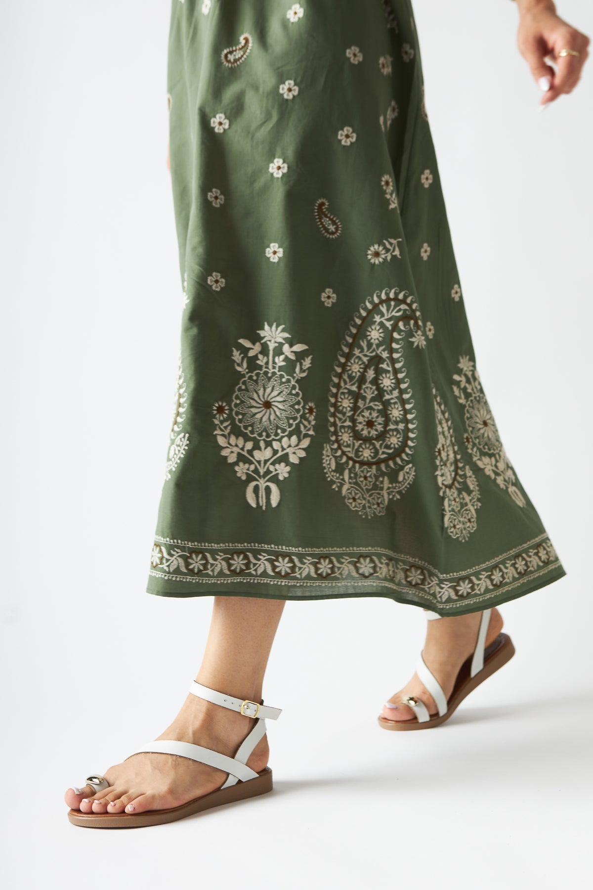 Anisa White Cross-Strap Buckled Women's Thong Sandals