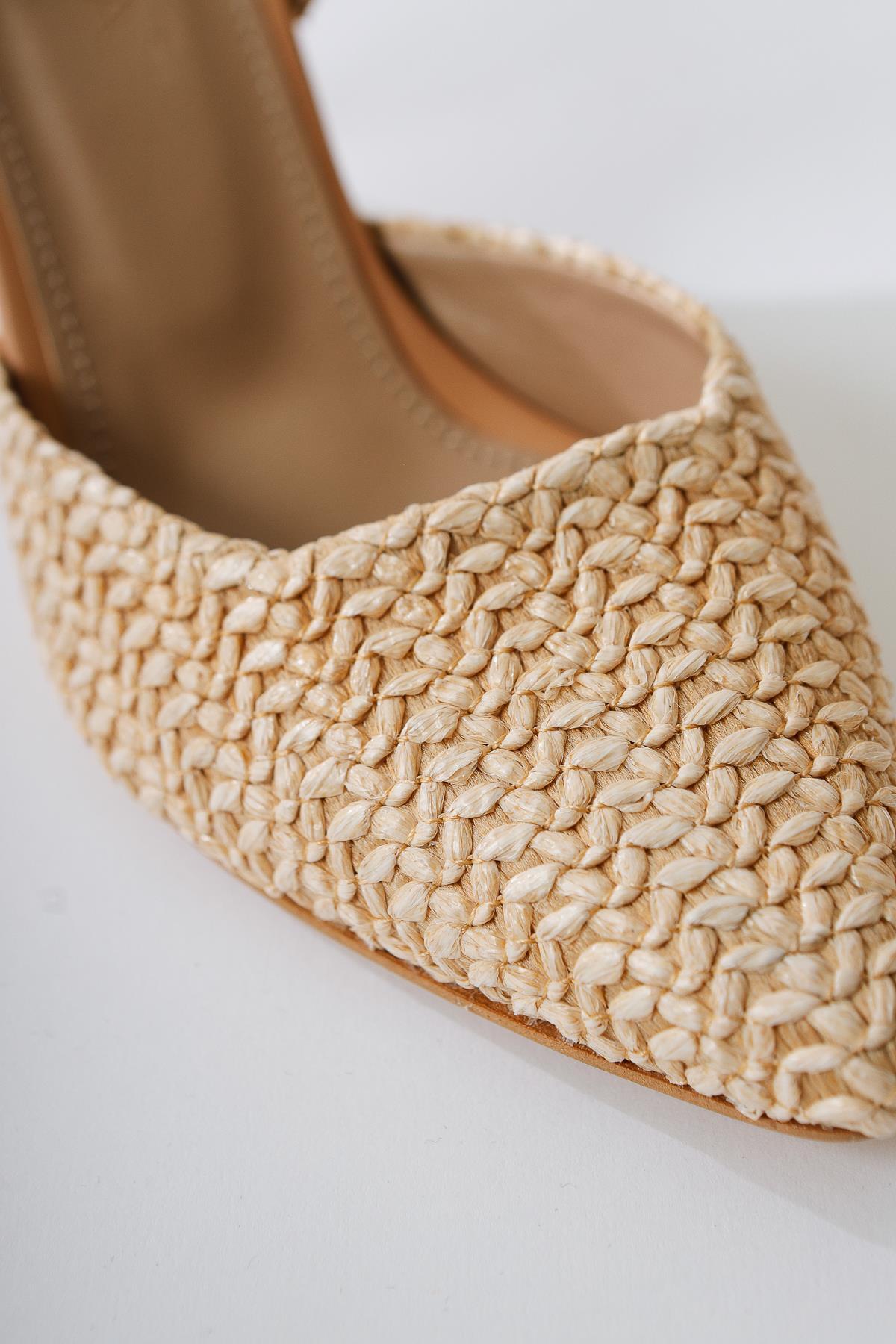 Maddy Nude Woven Detail Pointed-Toe Heeled Sandal