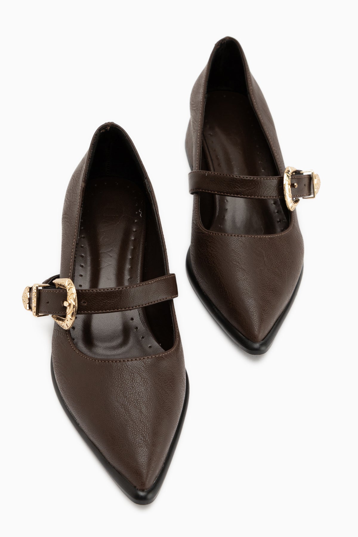 Jacklin Brown Strap Short Heeled Women’s Shoes