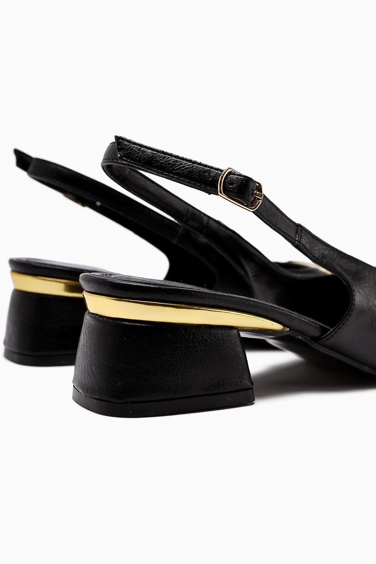 Tiana Black Buckled Heeled Women’s Shoes