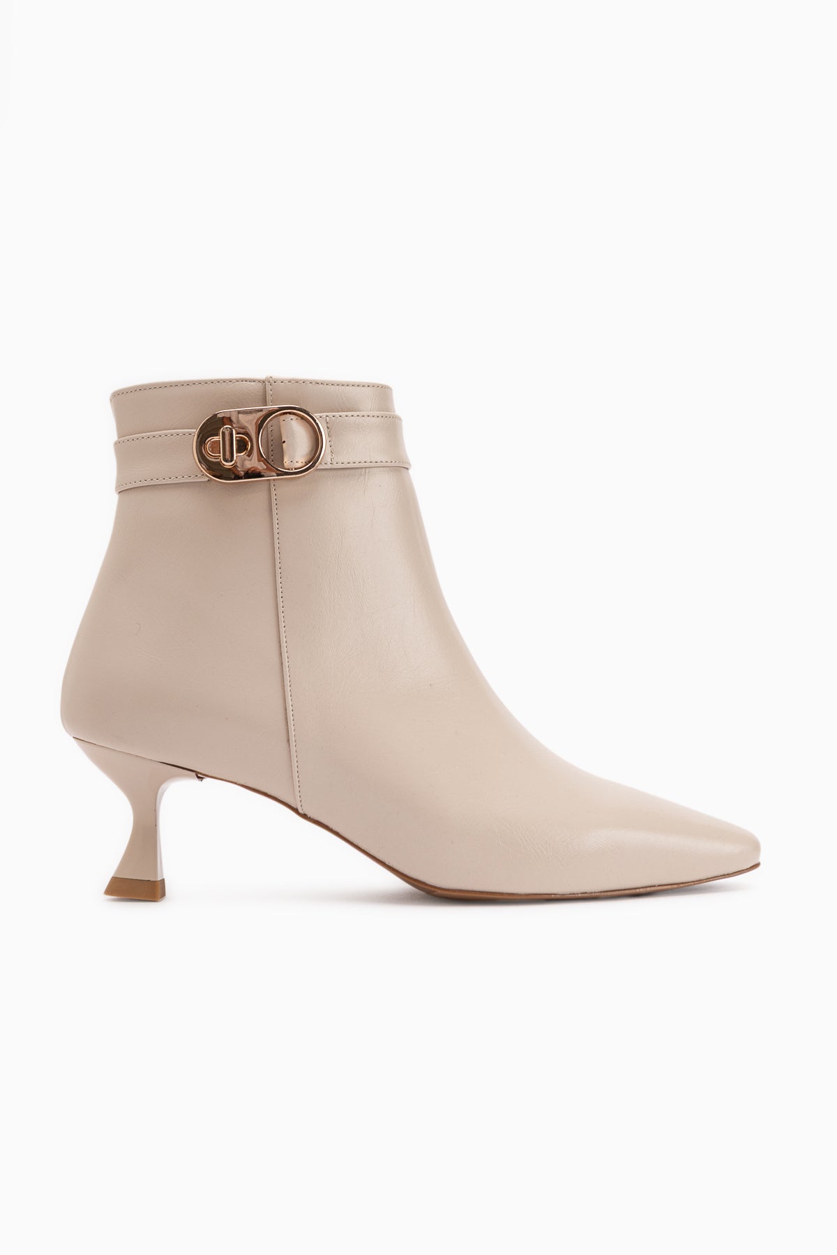 Kathie Beige Buckle Detailed Women’s Boots