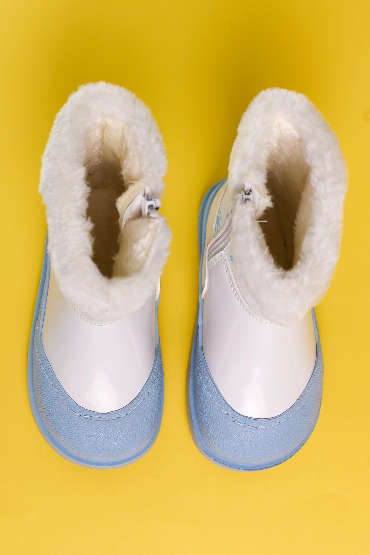 Hannah White Striped Character Print Fur-Lined Kids' Boots