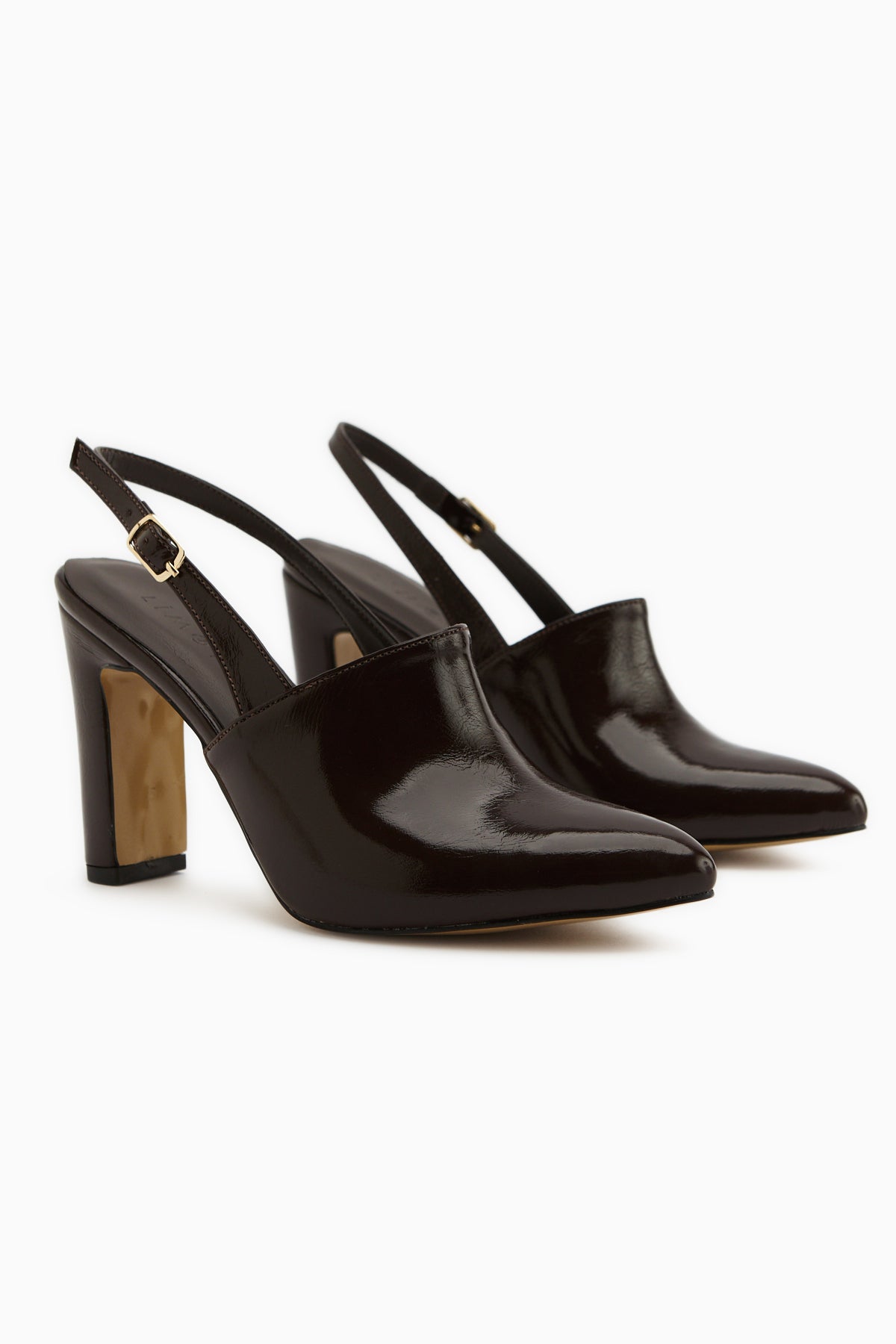 Maisa Brown Pointed Toe Slingback Chunky Heeled Women’s Shoes