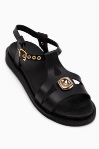 Evelin Black Buckled Women’s Sandal