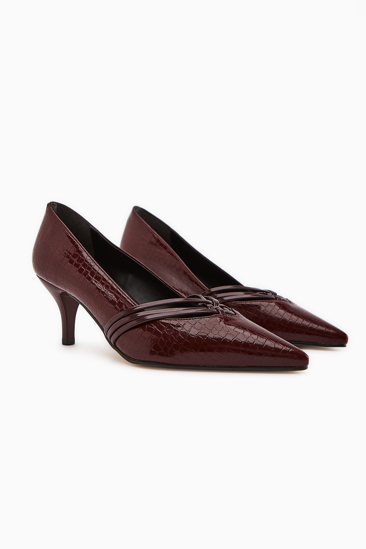 Riyam Maroon Croco Patterned Women's Stiletto Shoe