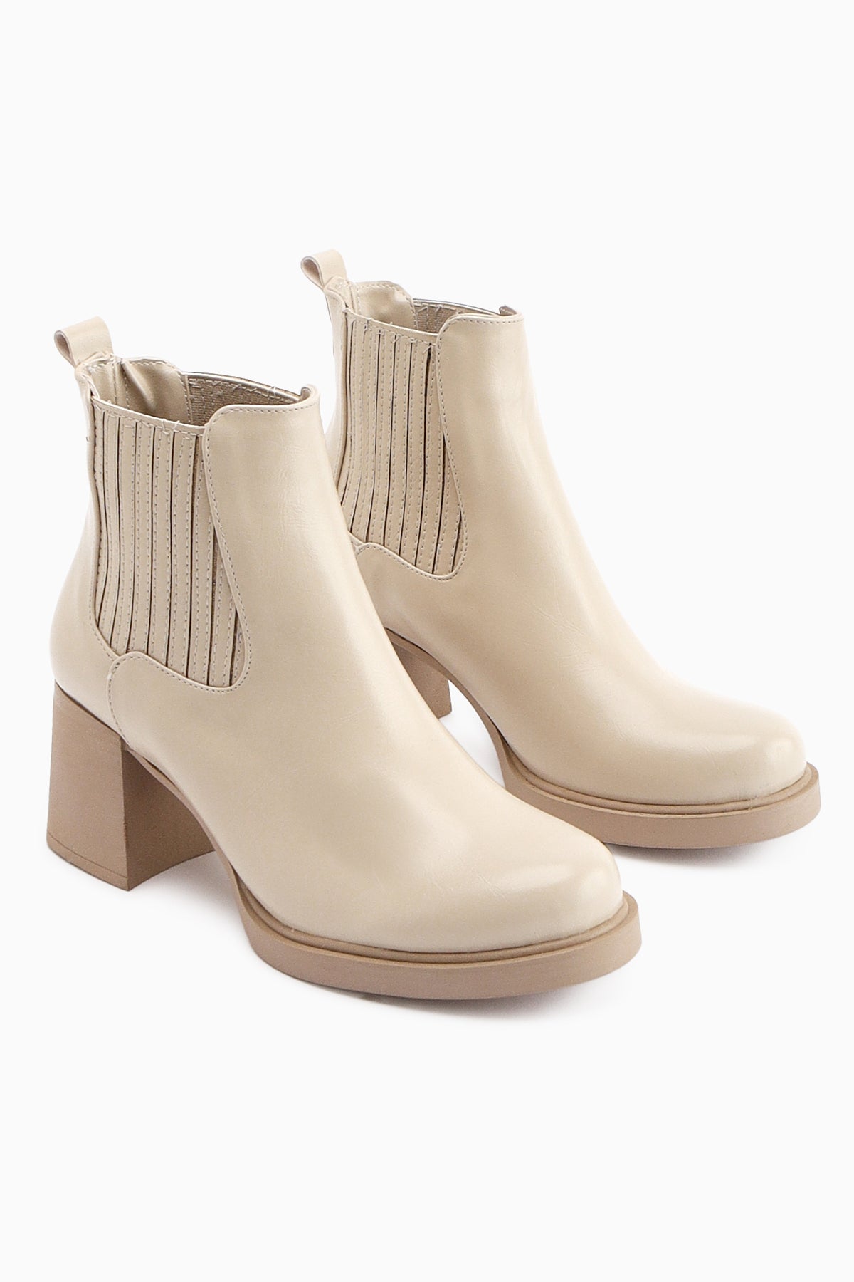 Marya Beige Elasticated Women's Heeled Boot