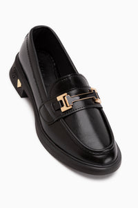 Drina Black Buckled Women’s Loafer Daily Shoes