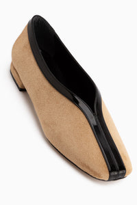 Nadia Mustard Suede Square-Toed Women’s Ballet Flats