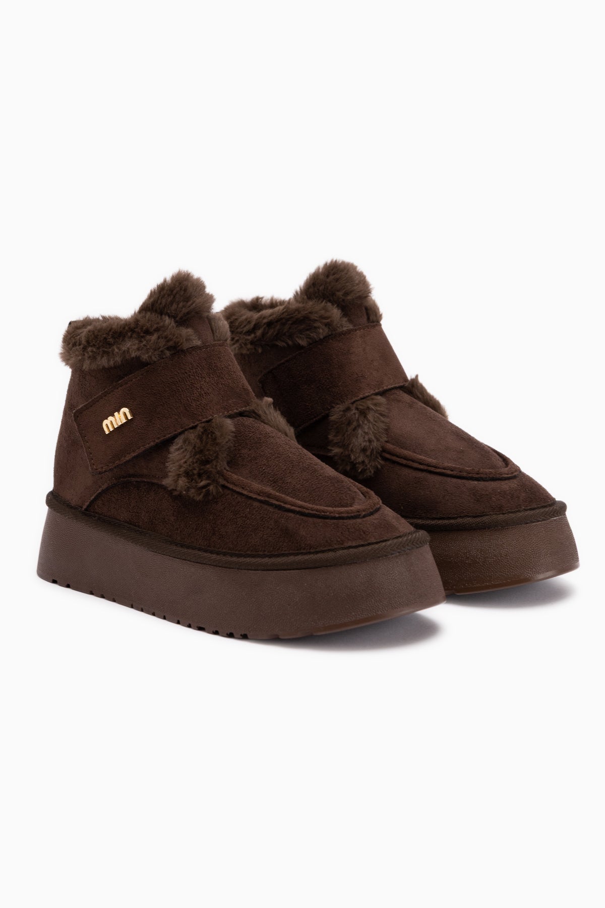 Celia Brown Suede Fur Thick Sole Women’s Boots