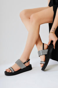 Cisela Black Stone Strap Women’s Sandal