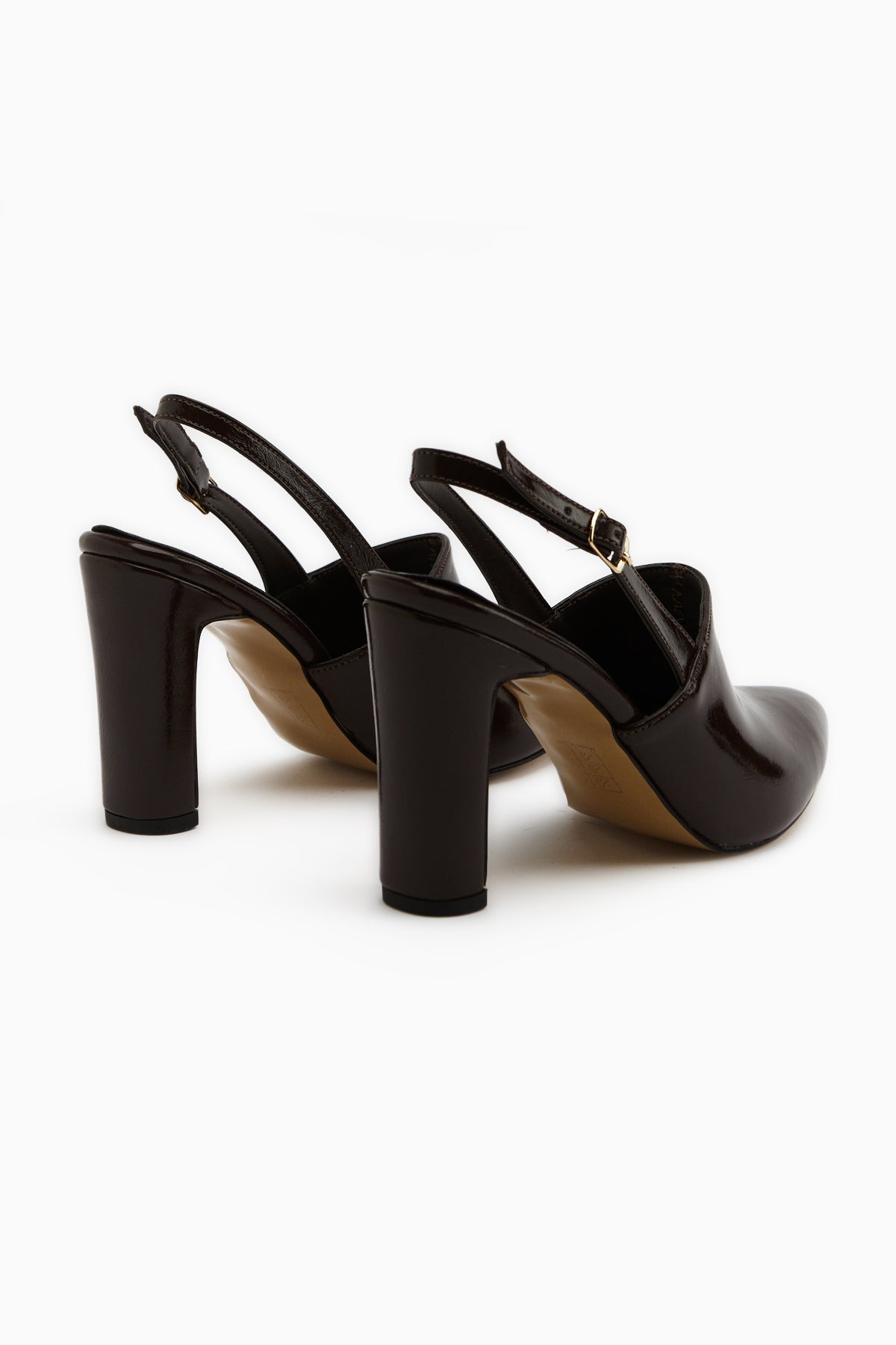 Maisa Brown Pointed Toe Slingback Chunky Heeled Women’s Shoes
