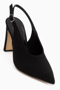 Daniela Black Satin Pointed Toe Women’s Heeled Shoes
