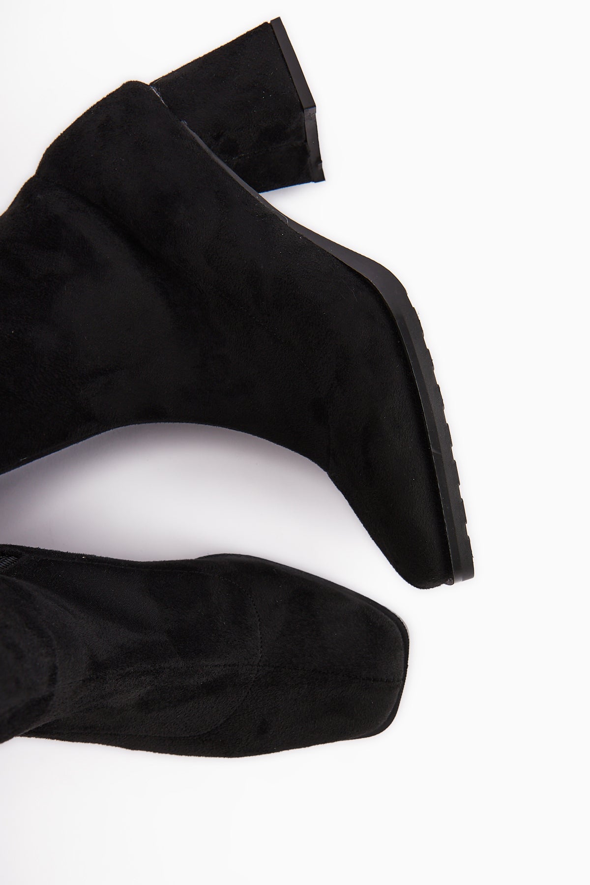 Ghina Black Suede Square Toe High Heel Women's Boot