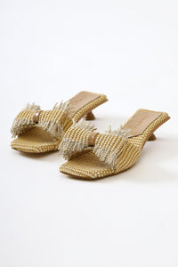 Tonka Nude Straw Bow-Tied Low Heel Slippers