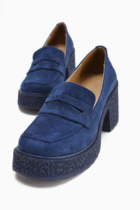 Boi Navy Blue Suede Platform Women's Casual Shoe