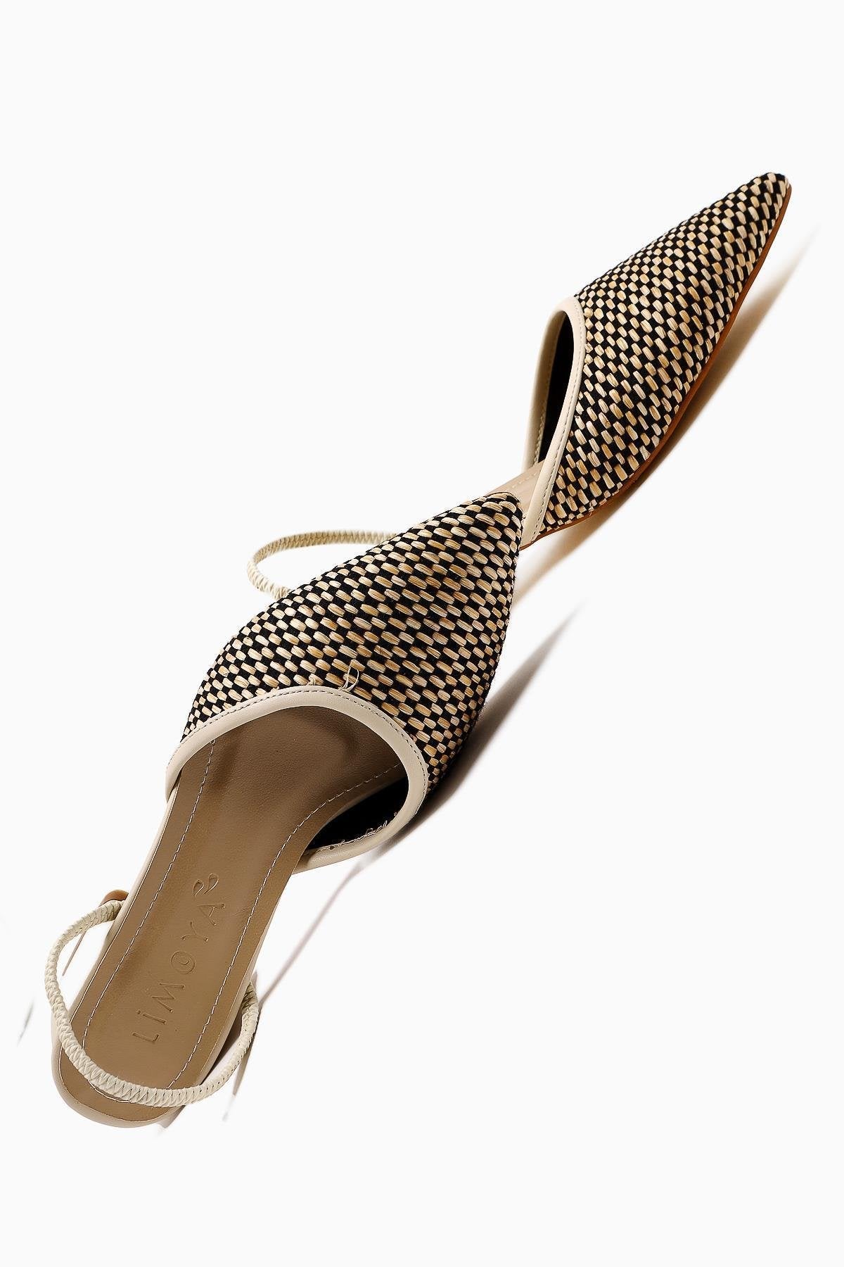 Rosa – Beige Pointed-Toe Straw Short-Heel Sandal (Women)