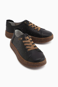 Judi Genuine Leather Black Comfortable Sole Women’s Sneakers
