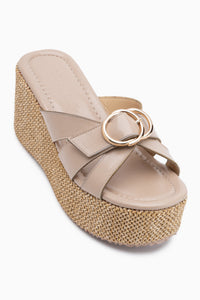 Malena Beige Woven Wedge Women’s Slippers