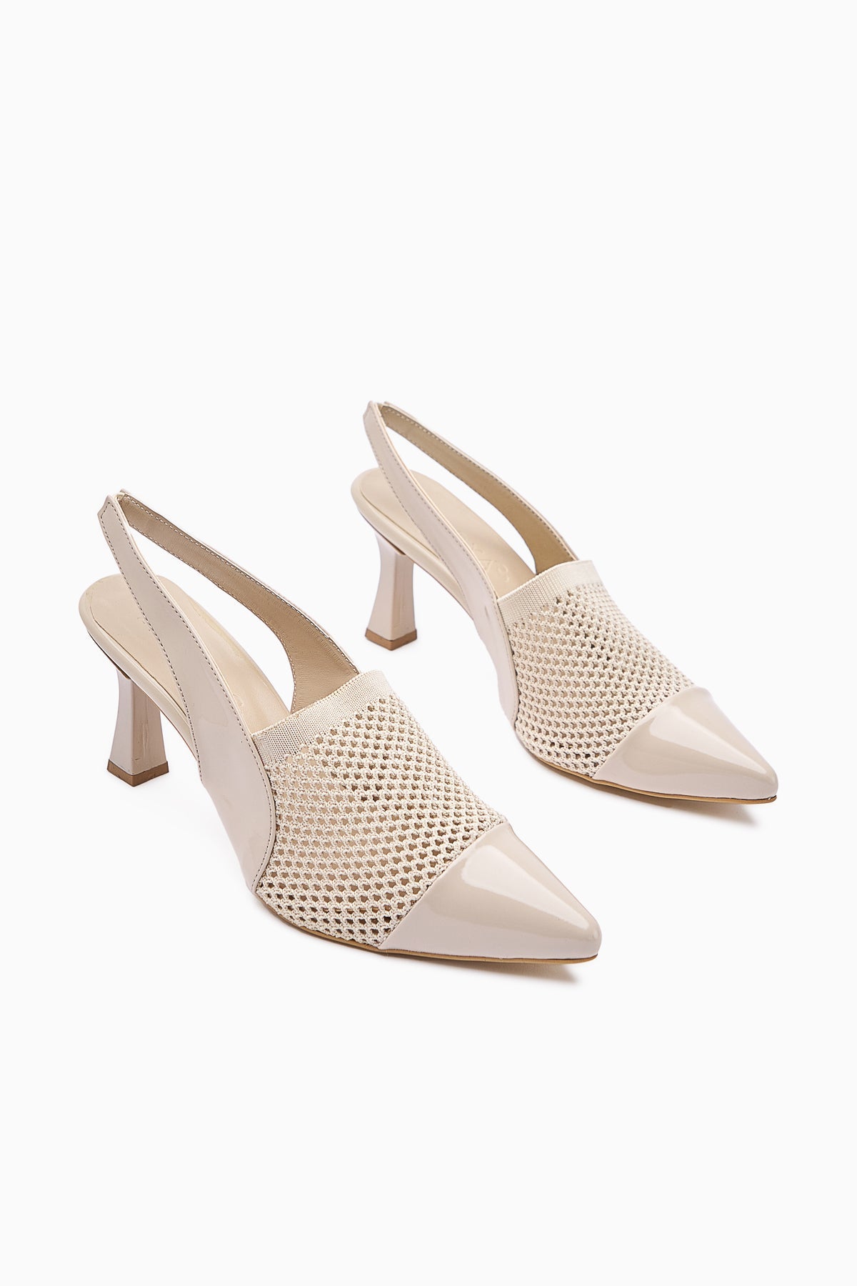 Mayada – Nude Patent Closed-Toe Heeled Sandal (Women)