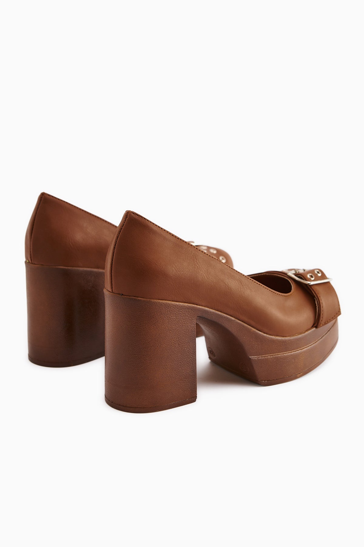 Salin Tan Buckle Detailed Open-Toe Heeled Daily Shoes