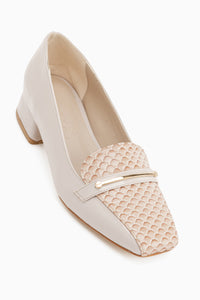 Verna Beige Patent Crocodile Detailed Women’s Heeled Shoes