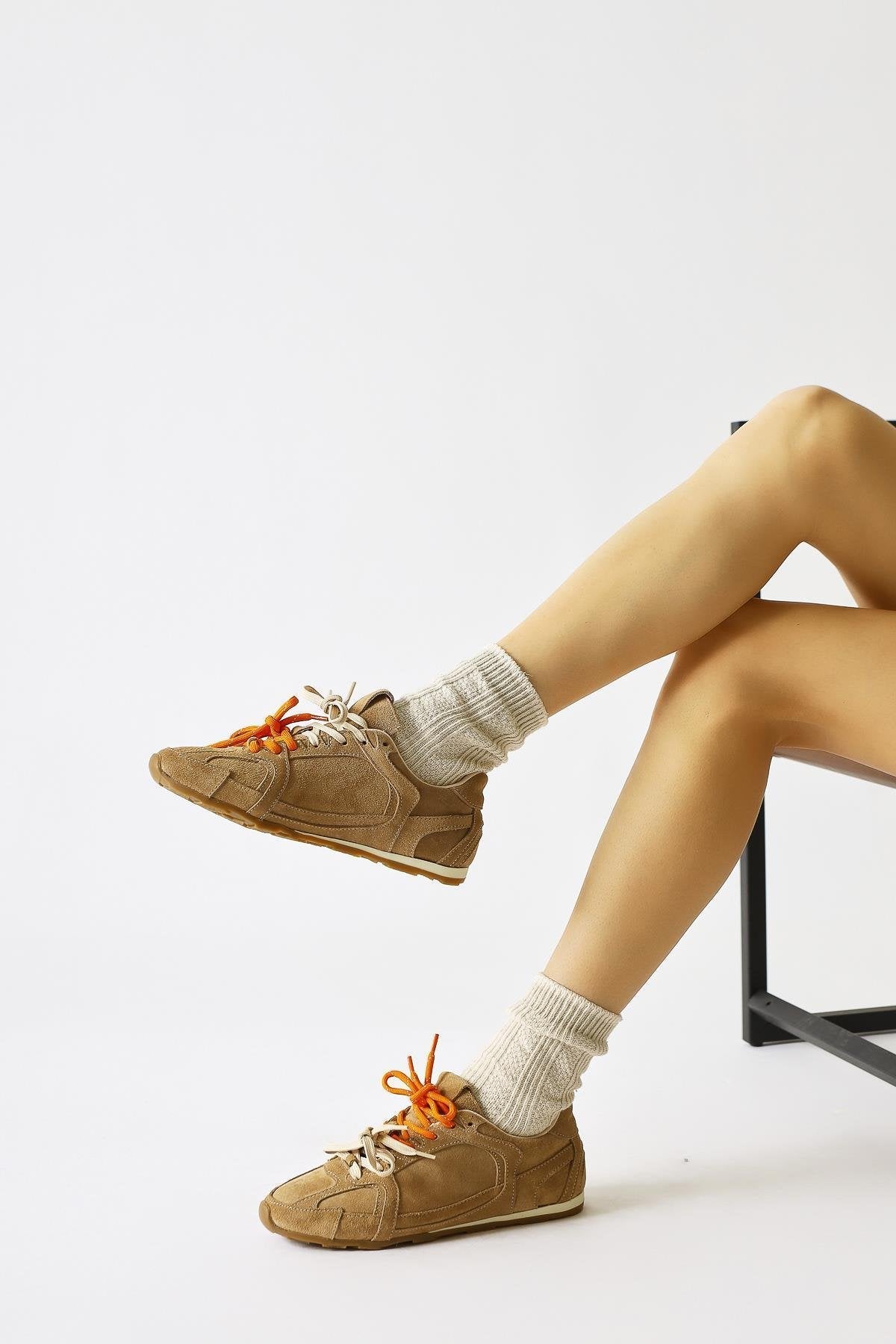 Sue Genuine Leather Mink Suede Double Lace-Up Sneakers