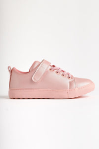 Eve Powder Lace-Up Sneakers with Velcro Detail for Kids