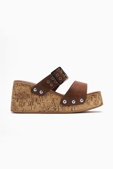 Genet Tan Buckled Women’s Slippers