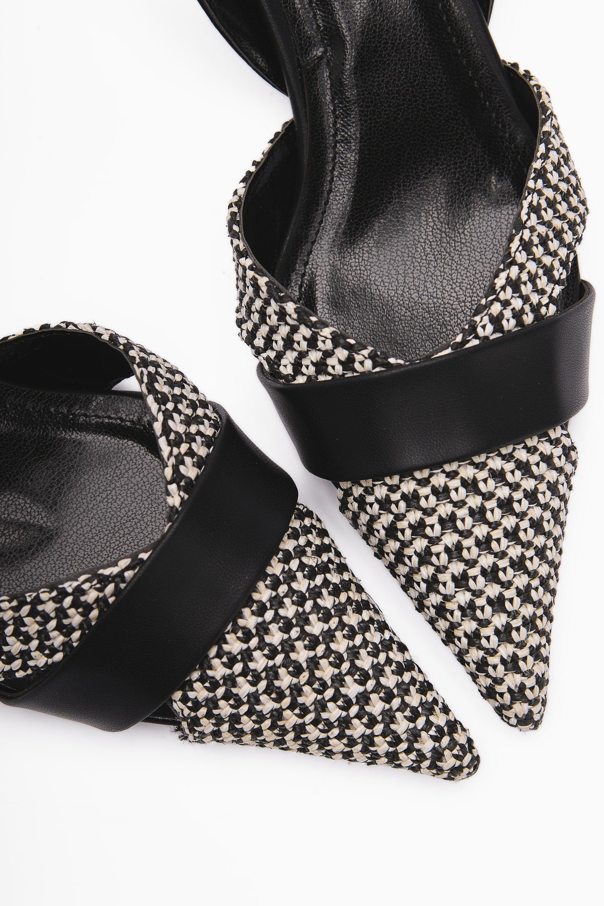 Hina Black Woven Detail Low Heel Women's Sandals